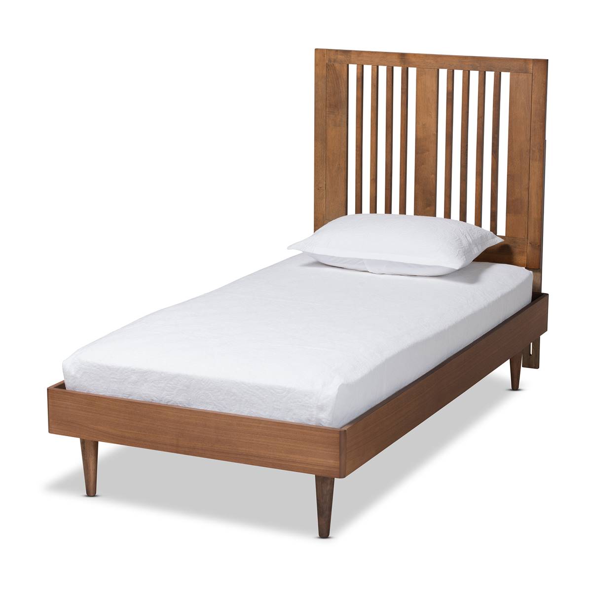 Baxton Studio Kioshi Ash Walnut Wood Twin Size Platform Bed