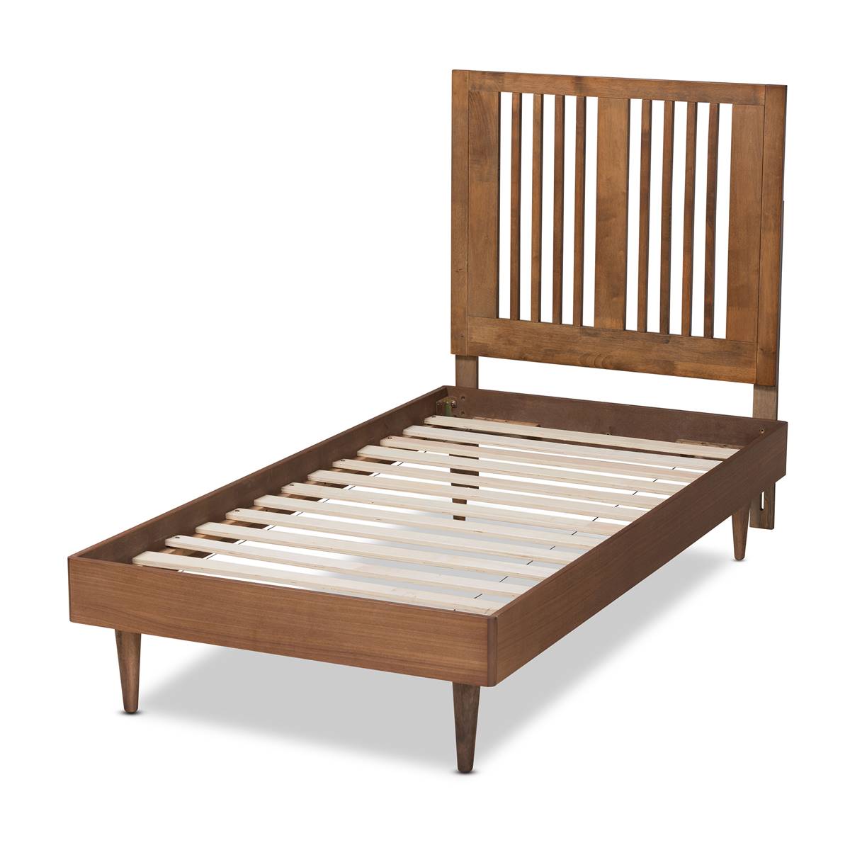 Baxton Studio Kioshi Ash Walnut Wood Twin Size Platform Bed