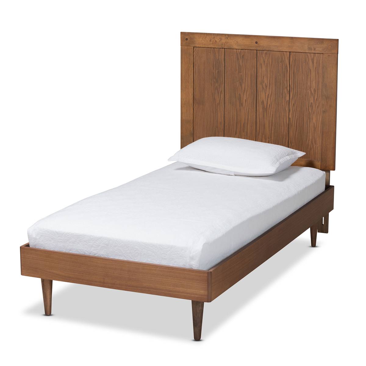 Baxton Studio Nicola Ash Walnut Wood Twin Size Platform Bed