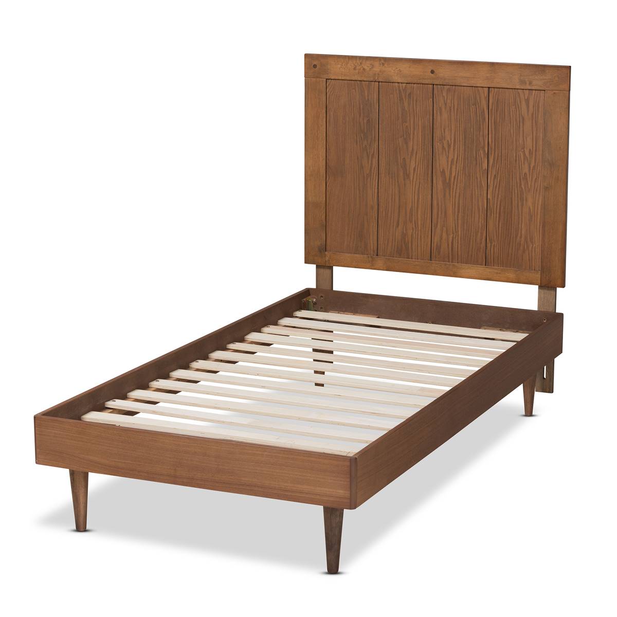 Baxton Studio Nicola Ash Walnut Wood Twin Size Platform Bed