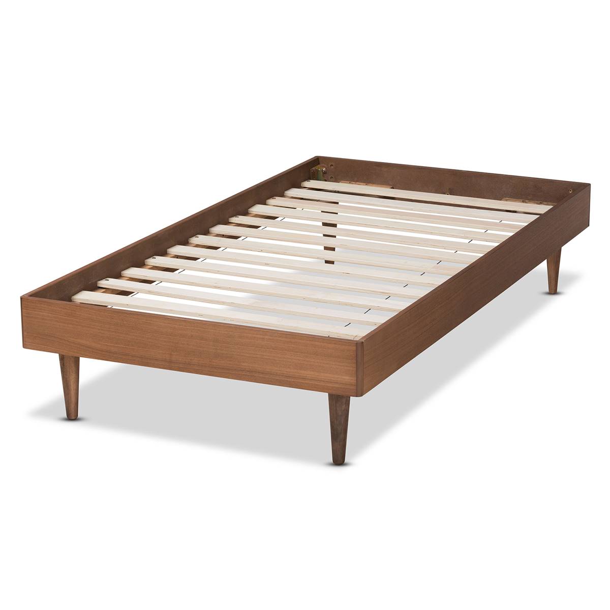 Baxton Studio Rina Ash Walnut Wood Twin Size Platform Bed Frame