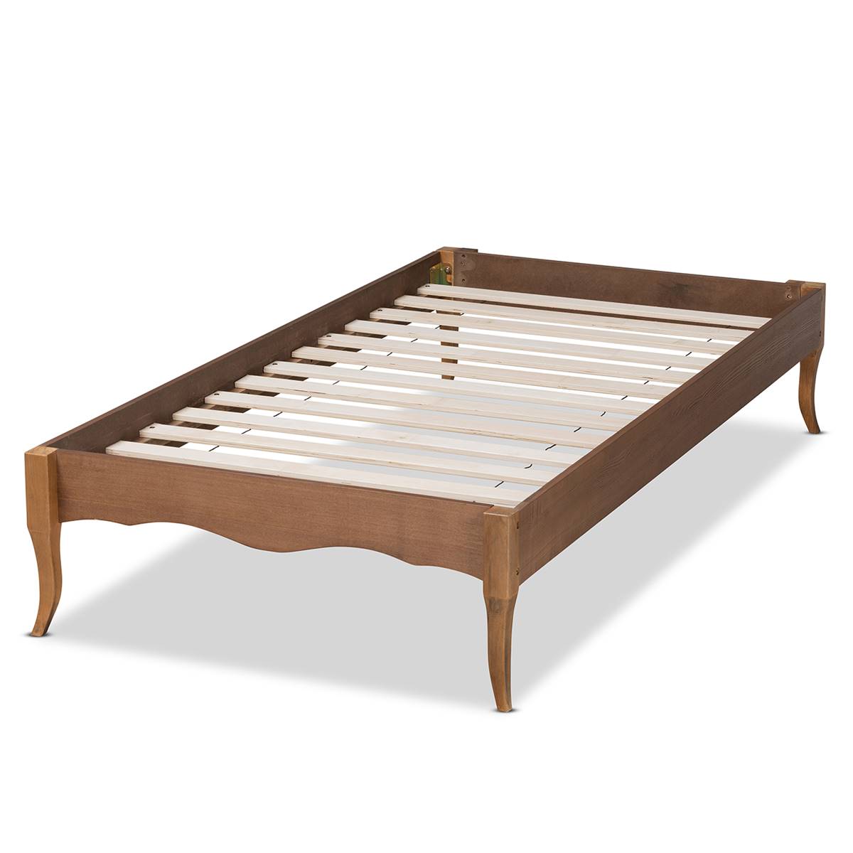 Baxton Studio Marieke Ash Walnut Wood Twin Platform Bed Frame