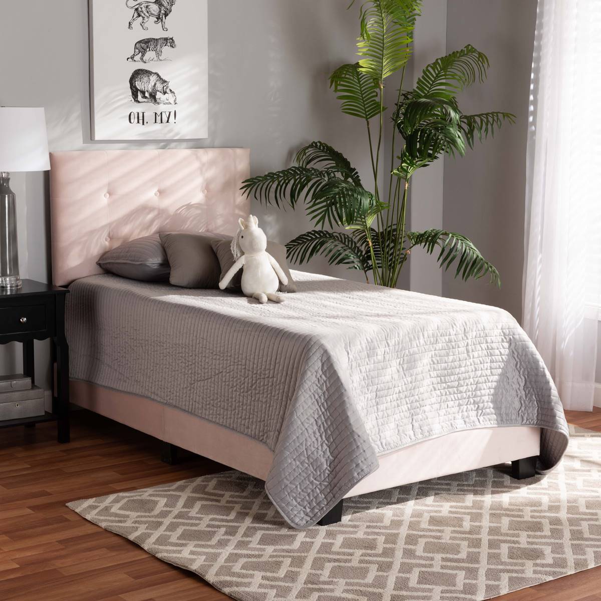 Baxton Studio Caprice Velvet Fabric Upholstered Twin Panel Bed