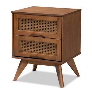 Baxton Studio Barrett Walnut Brown Wood 2-Drawer Nightstand