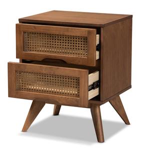 Baxton Studio Barrett Walnut Brown Wood 2-Drawer Nightstand alternate view