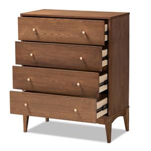 Baxton Studio Landis Mid-Century Ash Walnut Wood 4-Drawer Chest alternate view