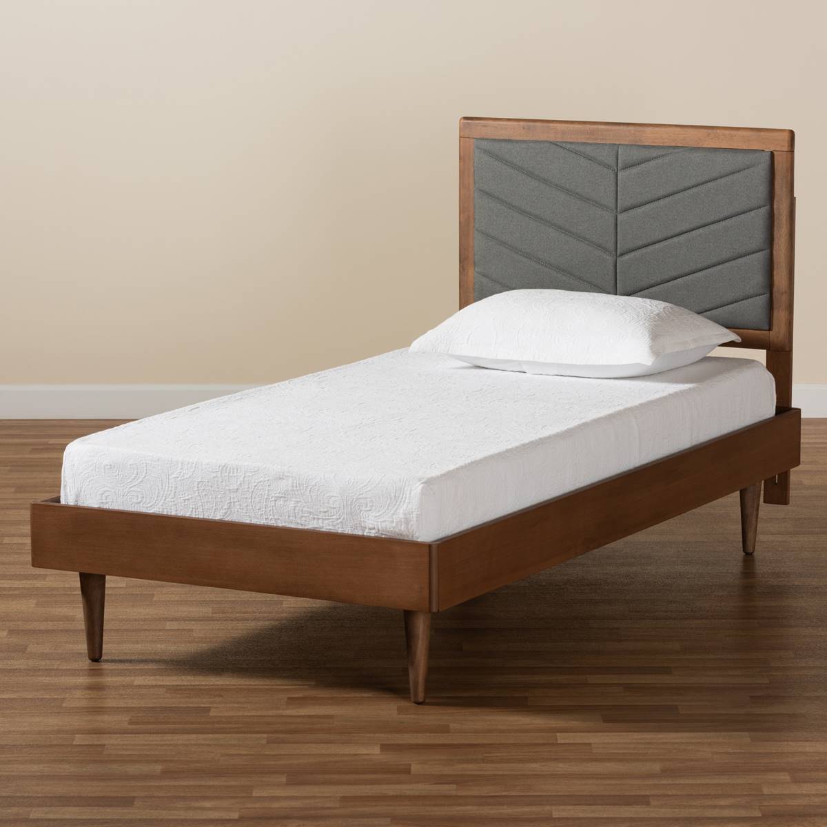 Baxton Studio Tasha Modern Mid-Century Twin Size Platform Bed