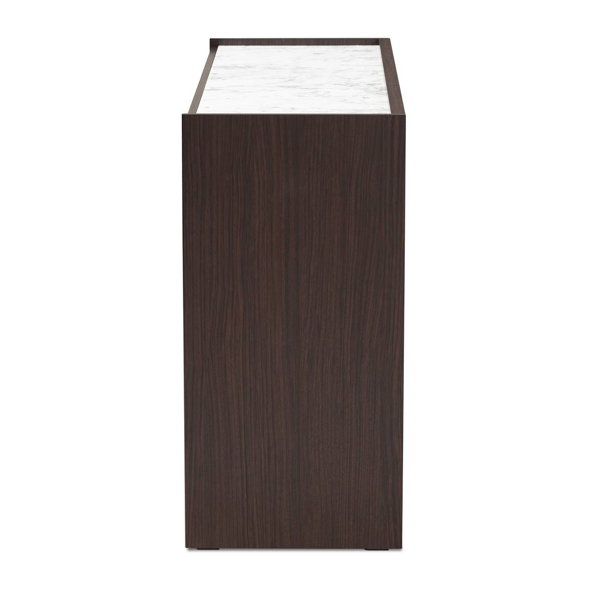 Baxton Studio Walker Modern Wood 6-Drawer Faux Marble Top Dresser