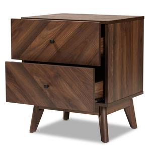 Baxton Studio Hartman Walnut Brown Wood 2-Drawer Nightstand alternate view