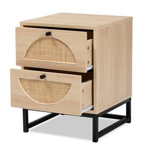 Baxton Studio Ardon Bohemian Light Brown Wood 1-Drawer Nightstand alternate view