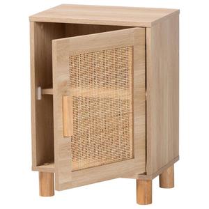 Baxton Studio Maclean Natural Brown Wood 1-Door Nightstand alternate view