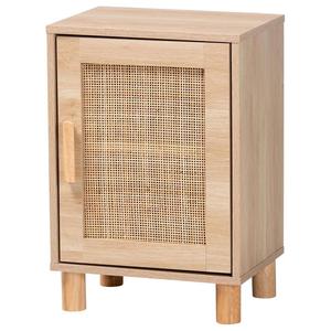 Baxton Studio Maclean Natural Brown Wood 1-Door Nightstand