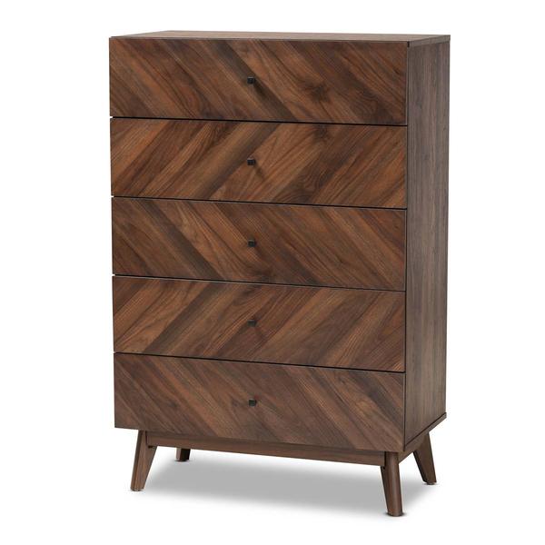 Baxton Studio Hartman Mid-Century Wood 5-Drawer Storage Chest