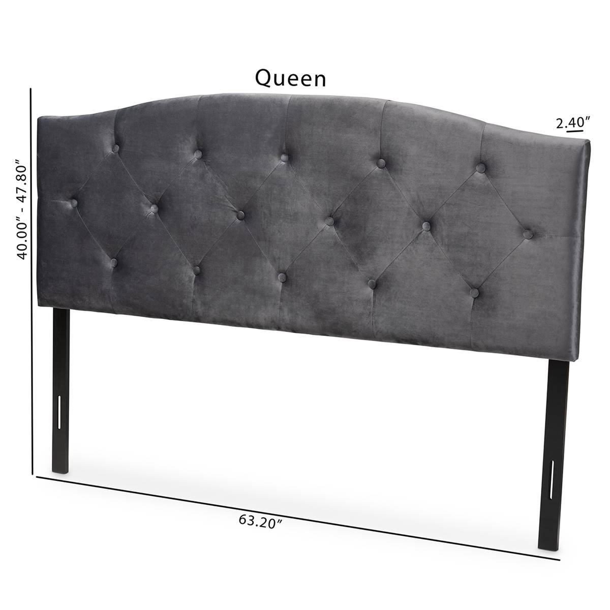 Baxton Studio Leone Modern Velvet Fabric Queen Size Headboard