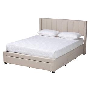 Baxton Studio Coronado Beige 3-Drawer Storage Platform Bed