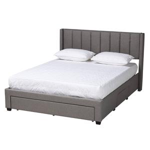 Baxton Studio Coronado Grey Fabric 3-Drawer Storage Platform Bed