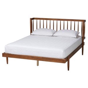 Baxton Studio Calderon Walnut Brown Wood Queen Size Platform Bed