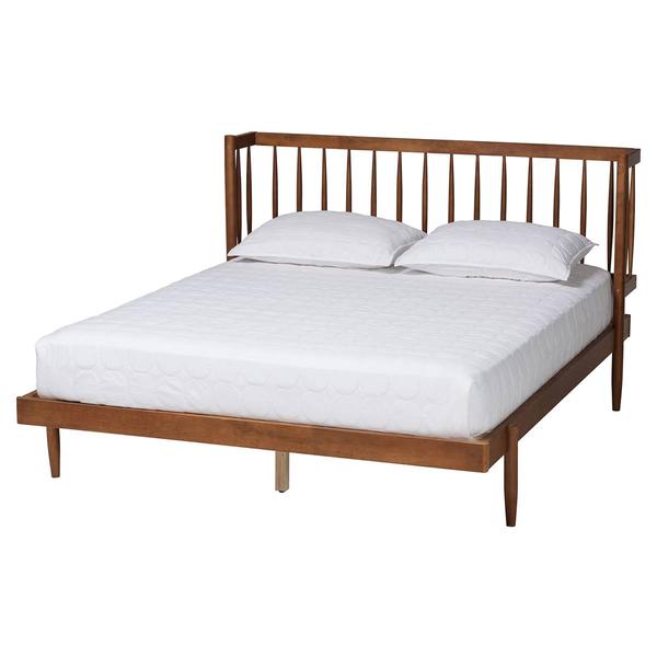 Baxton Studio Calderon Walnut Brown Wood Queen Size Platform Bed