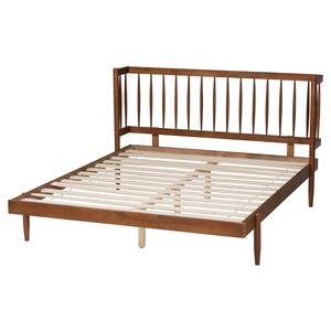 Baxton Studio Calderon Walnut Brown Wood Queen Size Platform Bed alternate view