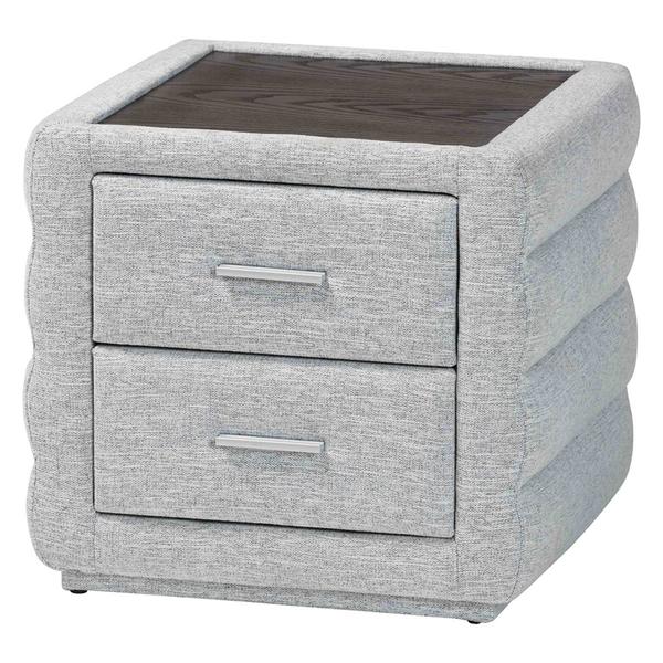 Baxton Studio Cadmus Modern Channel Tufted Fabric Nightstand