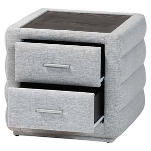 Baxton Studio Cadmus Modern Channel Tufted Fabric Nightstand alternate view