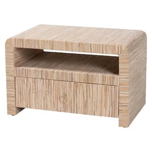 bali & pari Hannah Bohemian Woven Grasscloth Nightstand