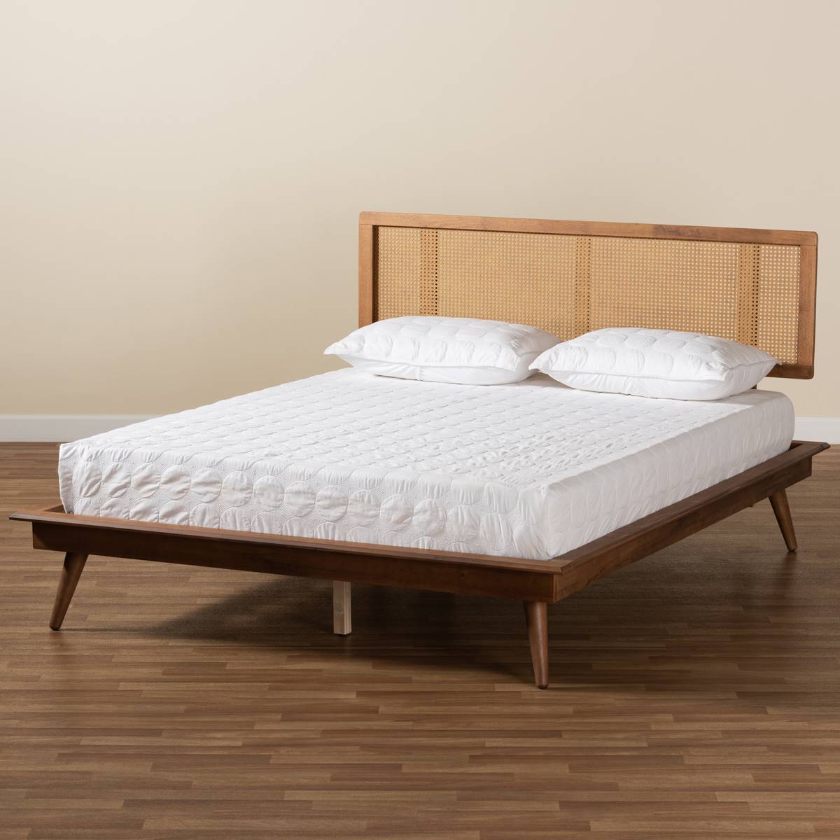 Baxton Studio Nura Mid-Century Modern Wood Full-Size Platform Bed