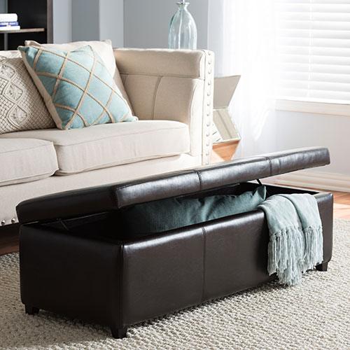Baxton Studio Full Leather Storage Bench Ottoman alternate view