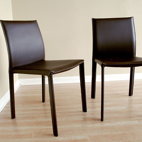 Baxton Studio Brown Leather Dining Chairs - Set Of 2