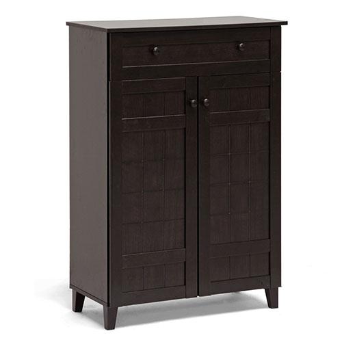 Baxton Studio Glidden Wood Modern Tall Shoe Cabinet