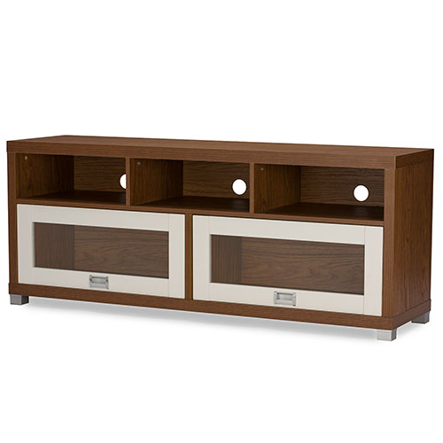 Baxton Studio Swindon Modern TV Stand With Glass Doors