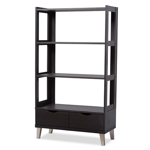 Baxton Studio Kalien Leaning Bookcase With Display Shelves