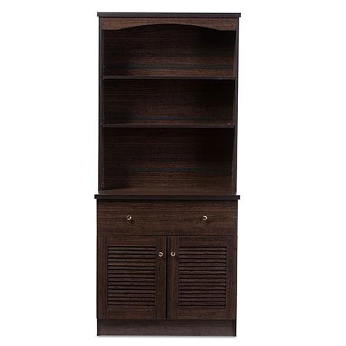 Baxton Studio Agni Dark Brown Buffet & Hutch Kitchen Cabinet alternate view