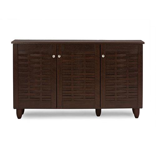 Baxton Studio Winda 3 Door Shoe Storage Cabinet