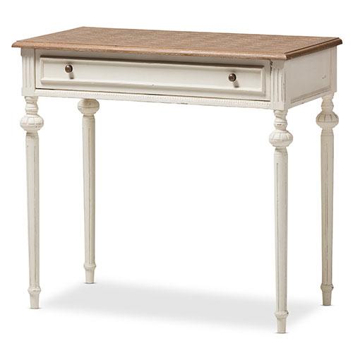 Baxton Studio Marquetterie Oak & Whitewash Writing Desk alternate view