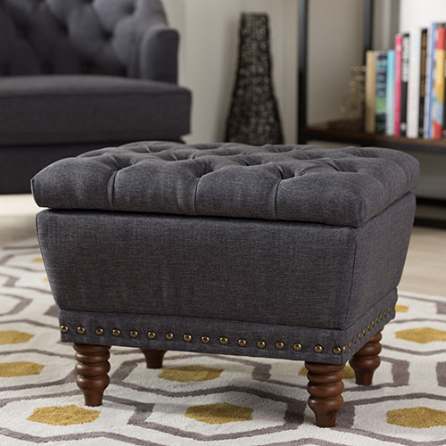 Baxton Studio Annabelle Upholstered Storage Ottoman