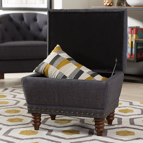 Baxton Studio Annabelle Upholstered Storage Ottoman