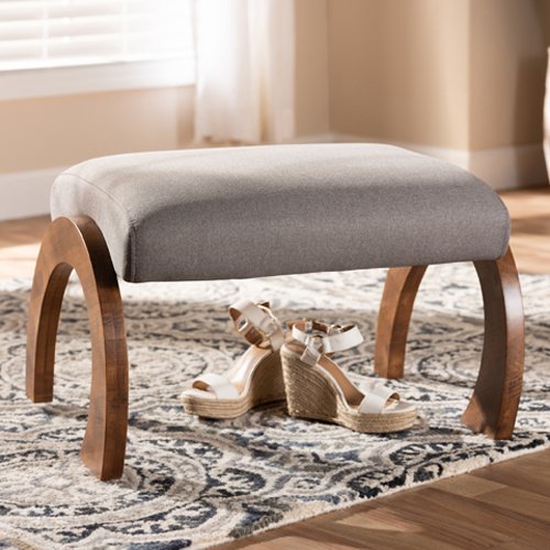 Baxton Studio Sandrine Wood Ottoman