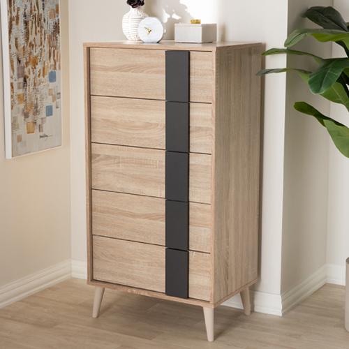 Baxton Studio Lisen 5 Drawer Chest