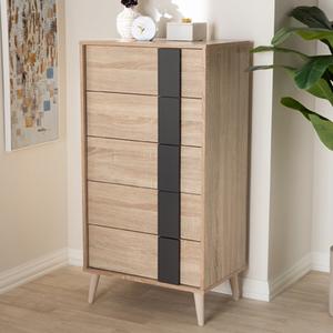 Baxton Studio Lisen 5 Drawer Chest