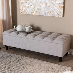 Baxton Studio Brette Wood Storage Bench Ottoman