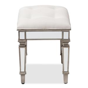 Baxton Studio Marielle Mirrored Ottoman Vanity Bench alternate view