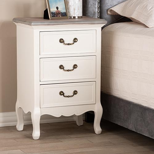 Baxton Studio Capucine 3 Drawer Wood Nightstand