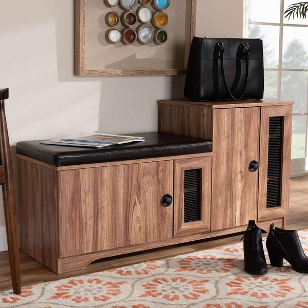 Baxton Studio Valina 2 Door Shoe Storage Bench with Cabinet alternate view