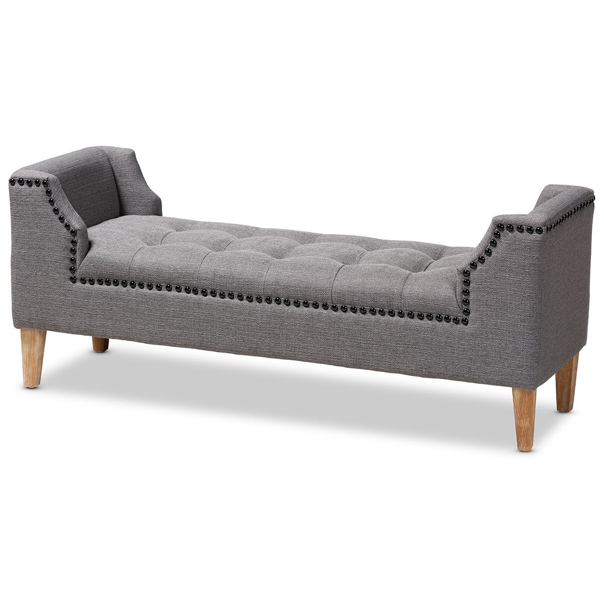 Baxton Studio Perret Polyester Fabric Wood Bench