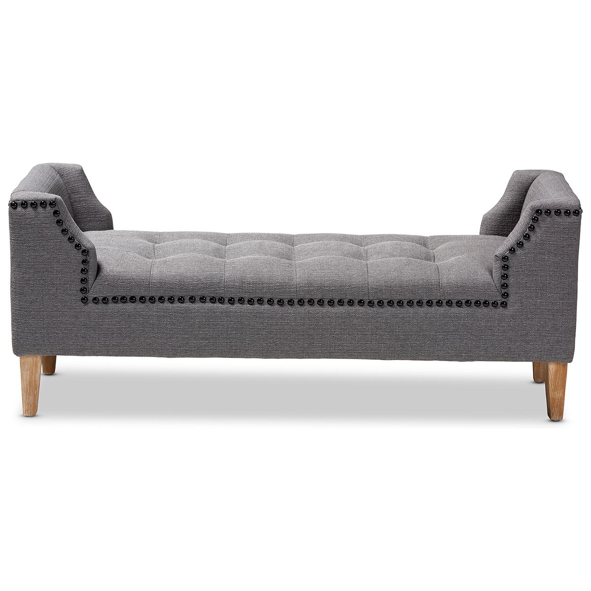 Baxton Studio Perret Polyester Fabric Wood Bench