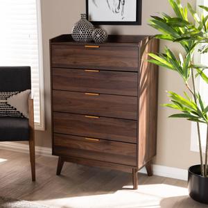 Baxton Studio Lena 5 Drawer Wooden Chest