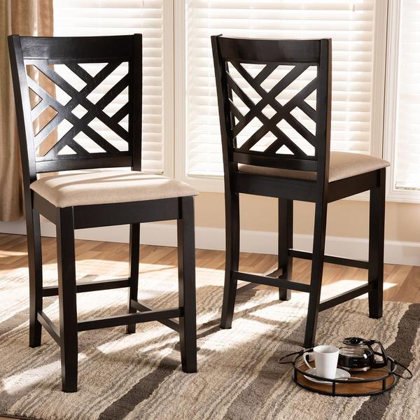 Baxton Studio Caron Wood Counter Height Pub Chairs - Set of 2