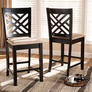 Baxton Studio Caron Wood Counter Height Pub Chairs - Set of 2