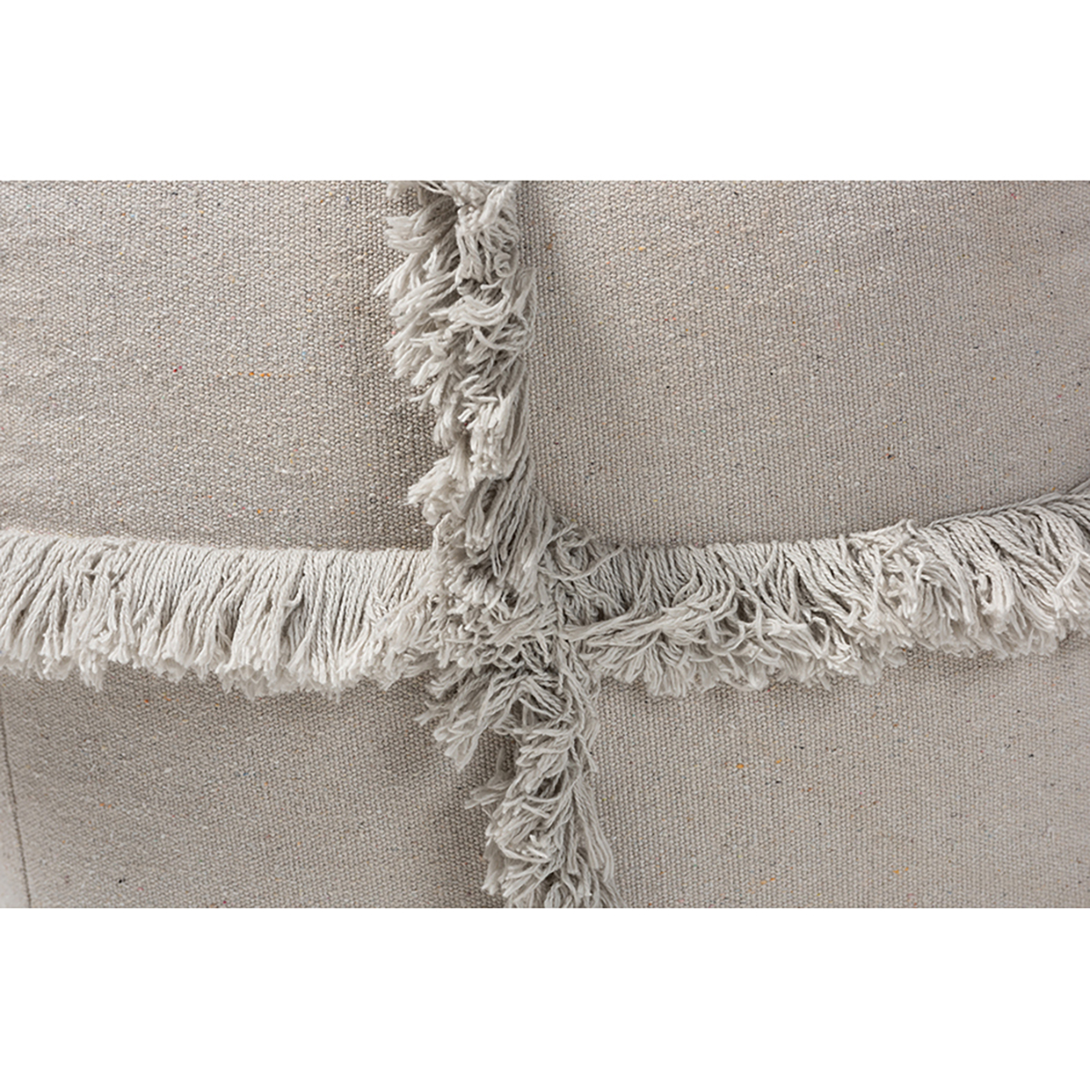 Baxton Studio Alfro Handwoven Cotton Fringe Pouf Ottoman
